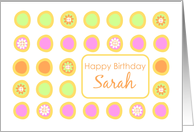 Happy Birthday Sarah Bright Flowers Colorful Polka Dots card