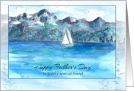 Happy Father’s Day Friend Sailing Mountain Lake card