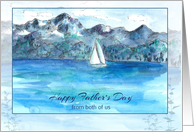 Happy Father’s Day From Both of Us Sailing Mountain Lake Watercolor card