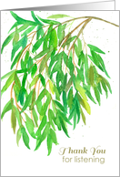 Thank You For Listening Willow Tree Branch Watercolor card