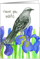 Thank You Wife Blue Iris Flowers Mockingbird card