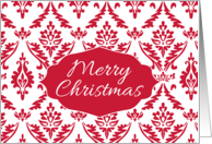 Merry Christmas Elegant Red White Damask card