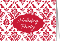 Holiday Party Christmas Invitation Elegant Red White Damask card