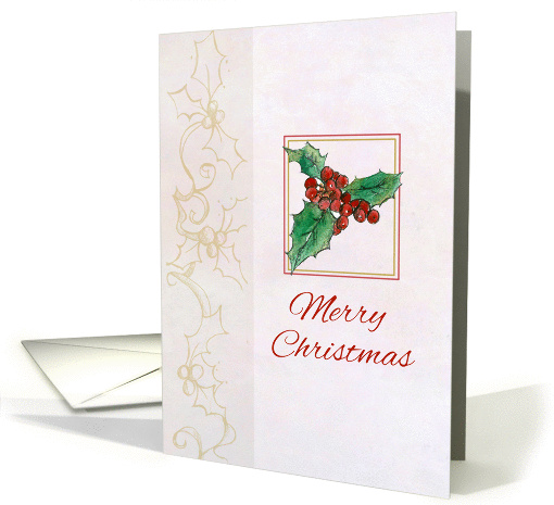 Merry Christmas Holly Berry Botanical Watercolor Art card (1117880)