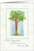 With Sympathy For Loss of Son in Law Tree Watercolor Illustration card