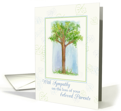 With Sympathy For Loss of Parents Tree Watercolor Illustration card