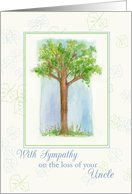 With Sympathy For Loss of Uncle Tree Watercolor Illustration card