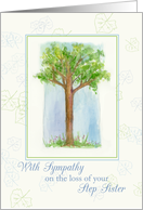 With Sympathy For Loss of Step Sister Tree Watercolor Illustration card