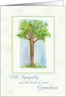 With Sympathy For Loss of Grandson Tree Watercolor Illustration card