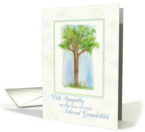 With Sympathy For Loss of Grandchild Tree Watercolor Illustration card