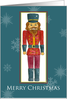 Merry Christmas Nutcracker Watercolor Painting Snowflakes card