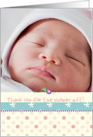 Baby Shower Gift Thank You Polka Dots Flowers Photo card