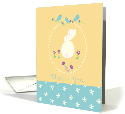 Baby Shower Gift Thank You Rabbit Bird Yellow card (1132362)