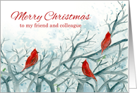 Merry Christmas Friend and Colleague Cardinals card