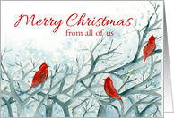 Merry Christmas From All of Us Cardinal Birds Winter Trees card
