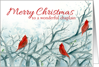 Merry Christmas Chaplain Cardinal Red Birds Winter Trees card