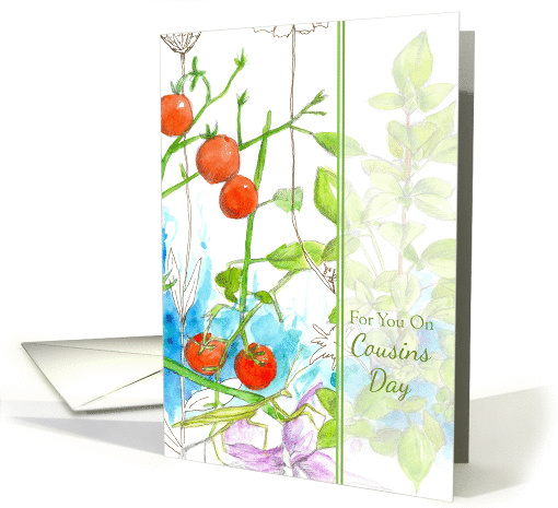 Cousins Day Tomato Vegetable Garden Praying Mantis Art card (1144226)