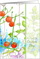 Cousins Day Tomato Vegetable Garden Praying Mantis Art card