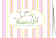 Will You Be My Godparents Invitation Lamb Art Drawing card