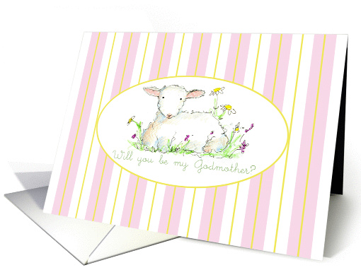 Will You Be My Godmother Invitation Lamb Art Drawing card (1144386)