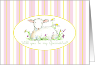 Will You Be My Godmother Invitation Lamb Art Drawing card