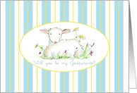 Will You Be My Godparents Invitation Lamb Art Drawing card