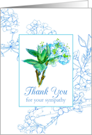 Thank You For Your Sympathy Blue Watercolor Flower Blossoms card