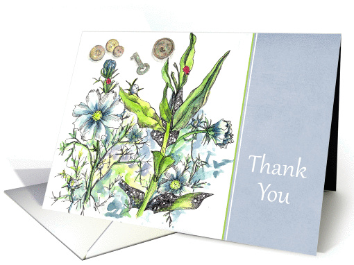 Thank You Botanical Floral Garden Art Lady Bugs card (1160562)