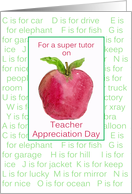 Teacher Appreciation Day Tutor Red Apple Alphabet Letters card