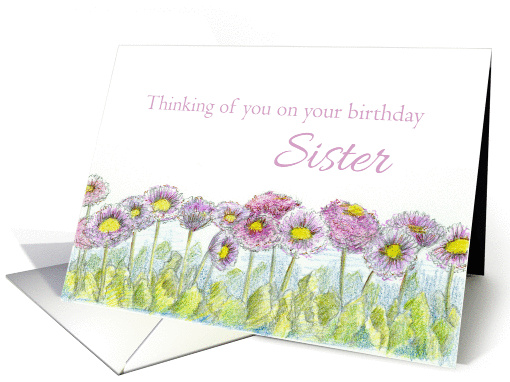 Thinking of You on Your Birthday Sister English Daisies card (1165424)