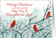 Merry Christmas Step Son and Daughter in Law Red Cardinals card