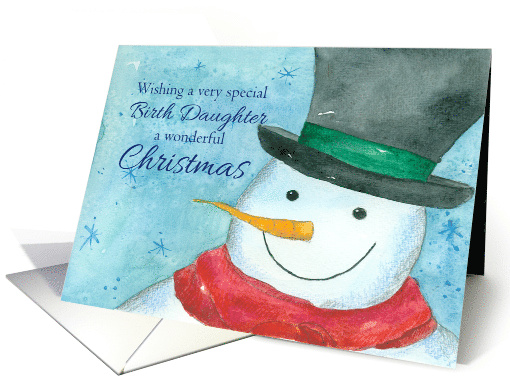 Merry Christmas Birth Daughter Snowman Watercolor card (1167756)
