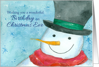 Happy Birthday on Christmas Eve Snowman card