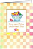 Happy Sweetest Day Sister Colorful Candy Pink Gingham Check card