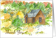 Thank You Old Cabin Autumn Landscape Blank card
