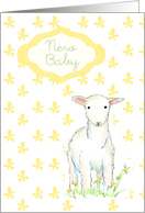 New Baby Announcement Lamb Yellow Flowers card
