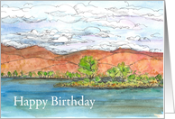 Happy Birthday Mountain Lake Clouds card