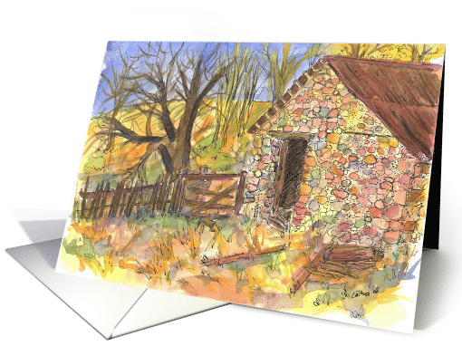 Happy Birthday Rock House Autumn Landscape card (1174712)