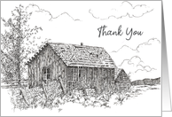 Thank You Cabin Desert Landscape Black and White card