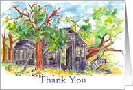 Thank You Old Cabin Desert Landscape Blank card