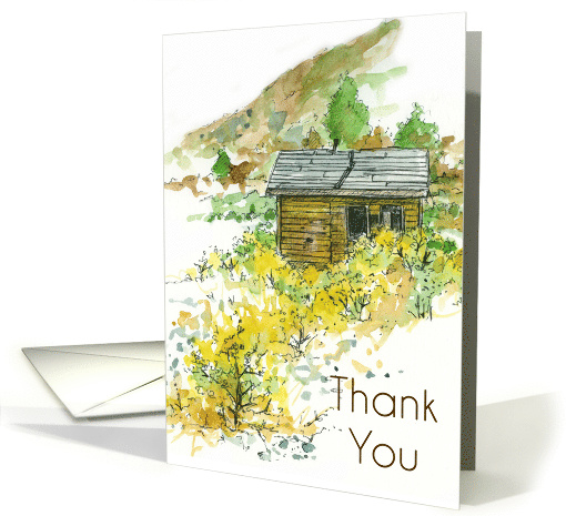 Thank You Autumn Desert Cabin Landscape Sketch card (1174822)