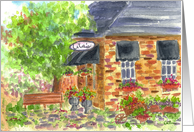 Happy Birthday Cottage Cafe Restaurant Watercolor Art card