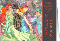 Happy Birthday on Mardi Gras, People In Costume card