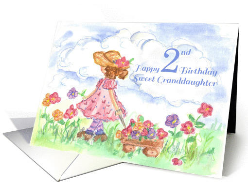 Happy 2nd Birthday Sweet Granddaughter Watercolor Art card (1180636)