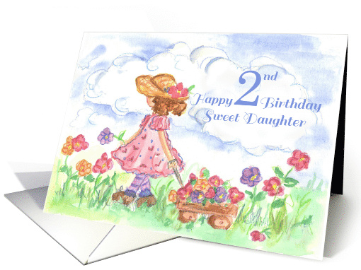 Happy 2nd Birthday Sweet Daughter Flower Cart card (1180676)