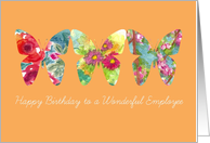 Happy Birthday Wonderful Employee Orange Butterflies card