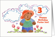 Happy Third Birthday Foster Son Brown Bear Kids card