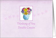 Thinking of You Double Cousin Flower Bouquet Watercolor Art card