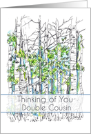 Thinking of You Double Cousin Aspen Tree Pen and Ink Art card