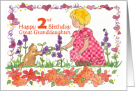 Happy 2nd Birthday Great Granddaughter Little Girl Pet Kitten card